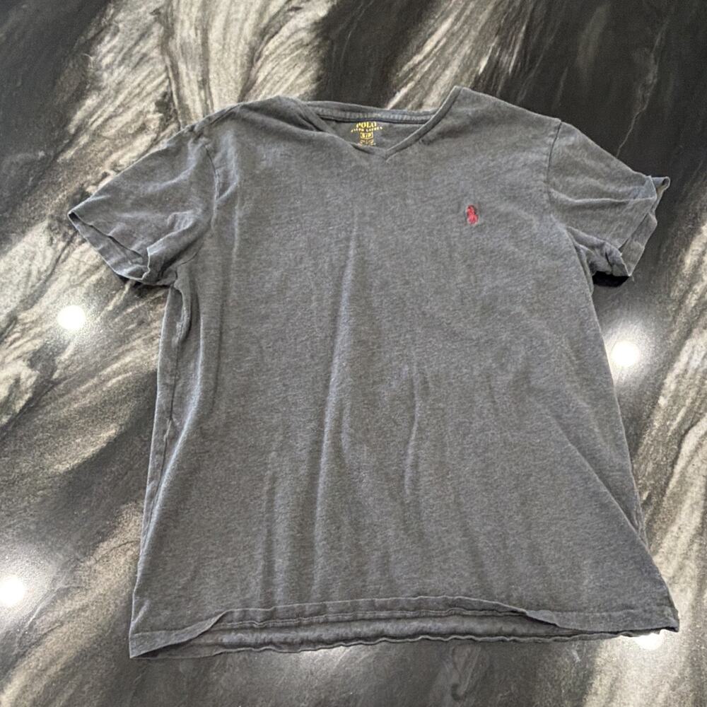 Polo Ralph Lauren Classic Fit Gray V-Neck T-Shirt Pony Logo Short Sleeve S/P